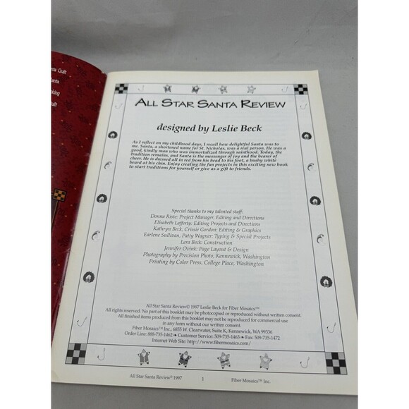 Fiber Mosaics All Star Santa Review Leslie Beck Quilt Patterns Pillows Rugs Book - Picture 5 of 10